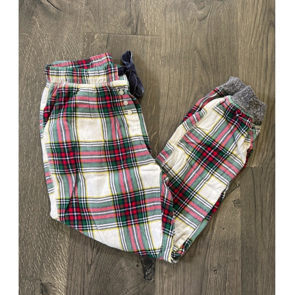 Aerie Tartan Plaid Jogger Pajama Pants XS Red Green Holiday Christmas Excellent